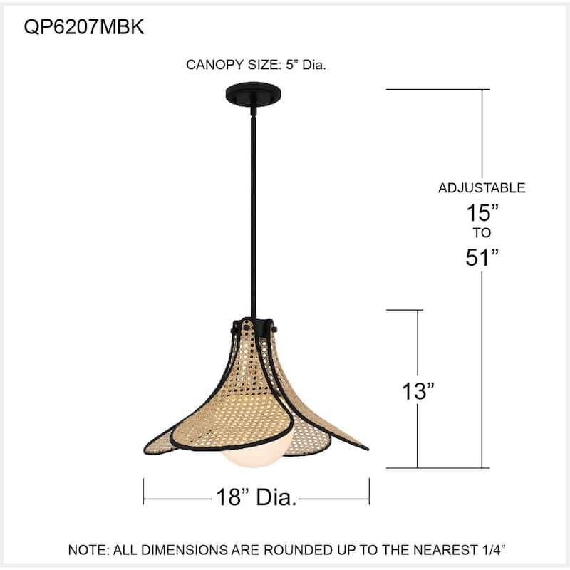 Delilah 1-Light Matte Black Pendant Light