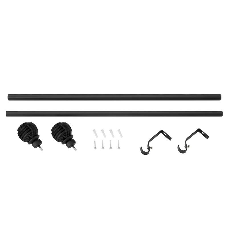 Watie Adjustable Black Single Curtain Rod with Final Set for Window