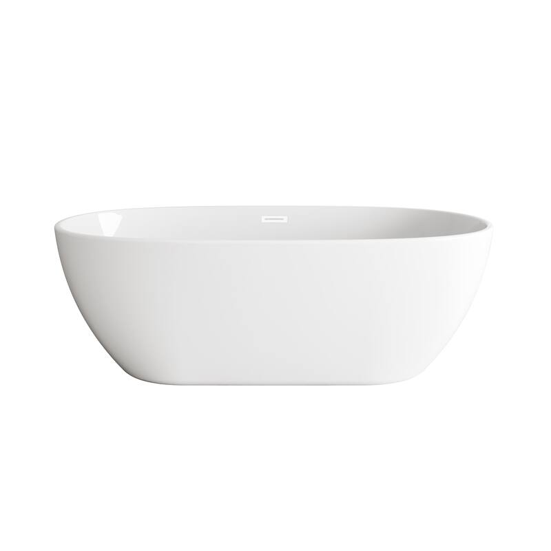 Adler Soaking Bathtub in Glossy White - Glossy White with White Trim - 67"