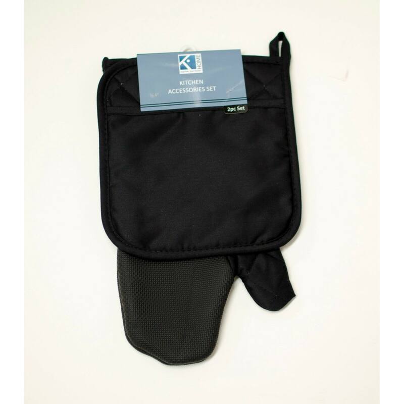 2 Piece Pot Holder & Oven Mitt Heat Resistant Insulation Glove Pad Kitchen Accessories Set