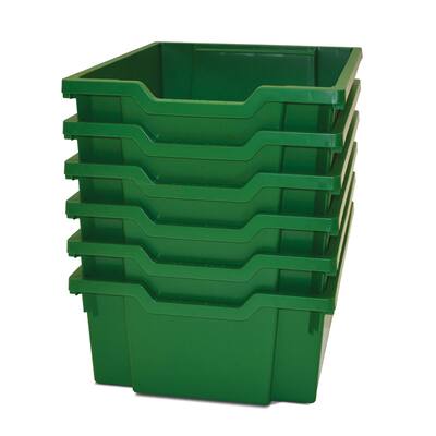Gratnells Deep F2 Tray, Grass Green, 12.3" x 16.8" x 5.9", Heavy Duty School, Industrial & Utility Bins, Pack of 6