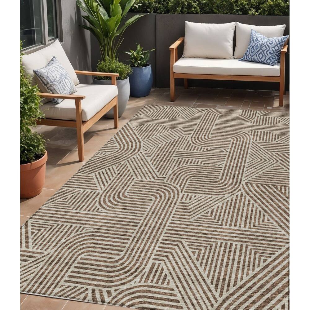 HomeRoots Abstract Transitional Rectangle Outdoor Rug
