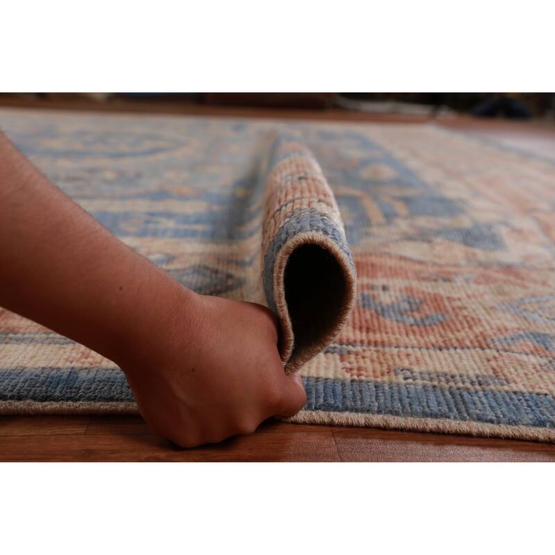 Hand Knotted Oriental 100% Wool Carpet Transitional Medallion Navy Blue & Blues Oushak Area Rug - 14' 6'' X 10' 0''