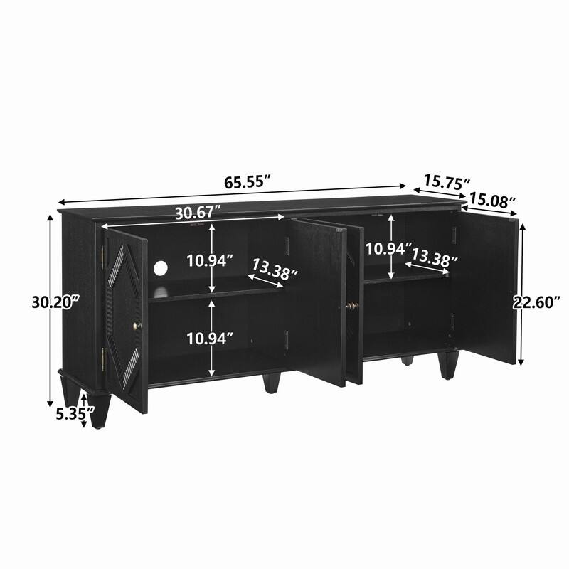 Mid Century Modern Sideboard Buffet Cabinet with Solid Wood Legs for Storage and Display