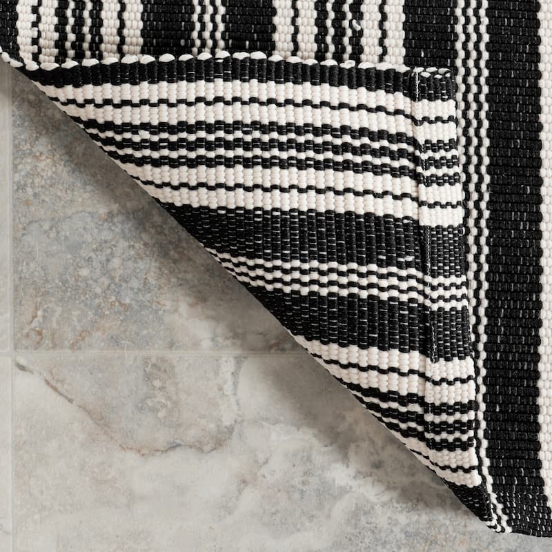 Home Conservatory Ticking Stripe Handwoven Indoor/Outdoor Area Rug