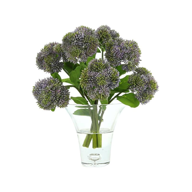 Sedum Arrangement in a Clear Glass Vase