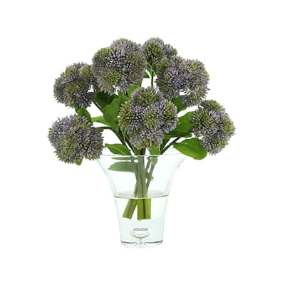 Sedum Arrangement in a Clear Glass Vase