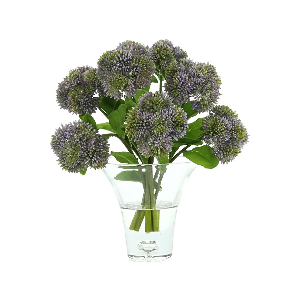 Sedum Arrangement in a Clear Glass Vase