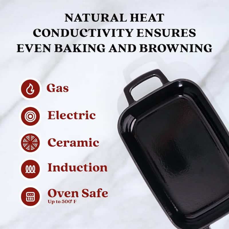 Alva Nori Enameled Cast Iron Oven Dish Roasting Pan - 12" x 8" - 12"x8"
