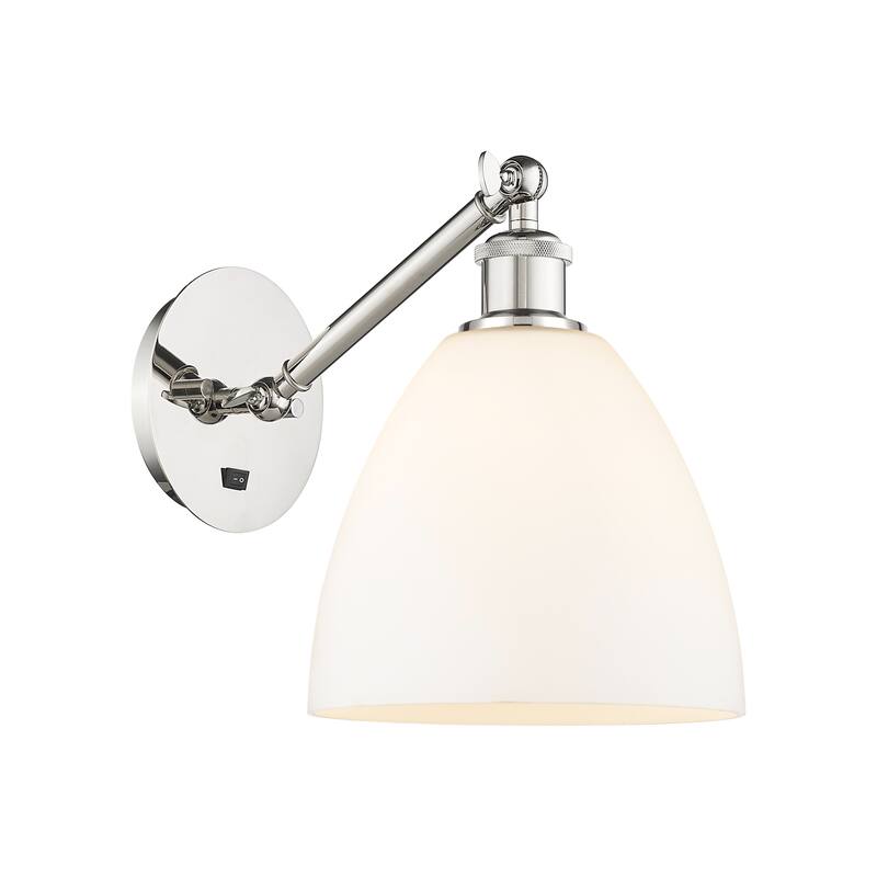 Innovations Lighting Endless Possibilities Ballston - Bristol - 1 Light 9" Adjustable Sconce - Arm Adjusts Up and Down - Polished Nickel/Matte White