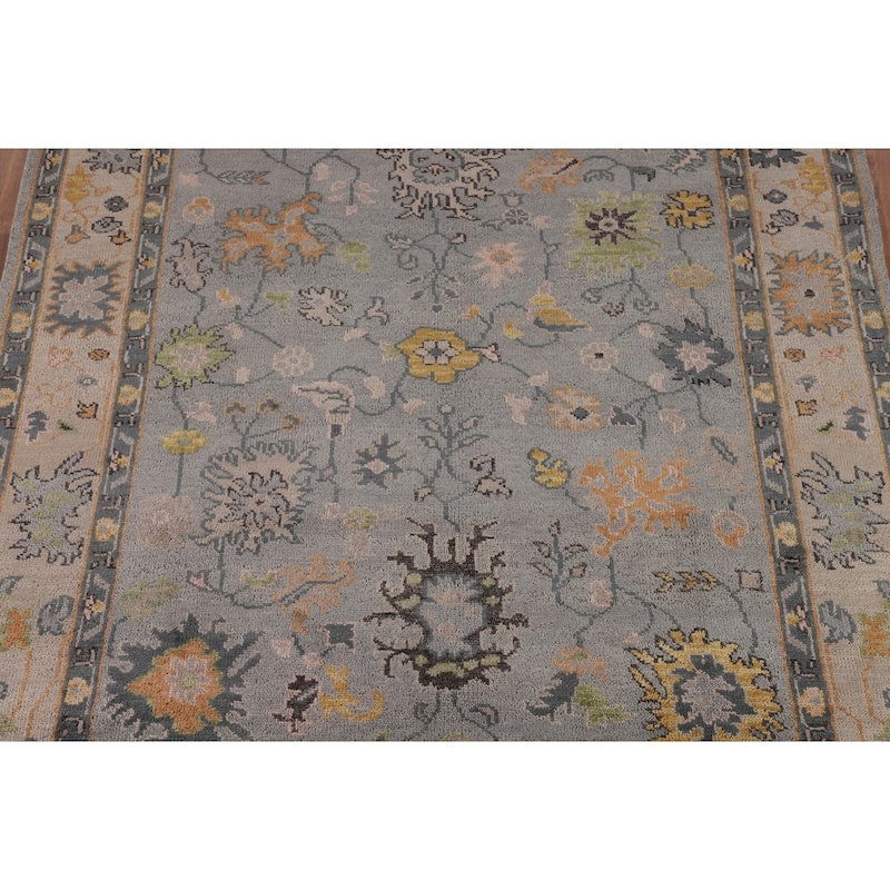 Gray Oushak Indian Area Rug Hand-Knotted Wool Carpet - 7'9"x 10'0"