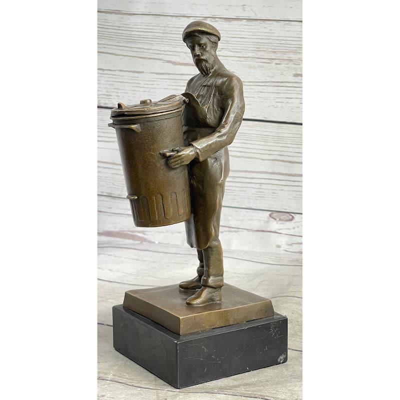 Construction Worker/Garbage Man Bronze Sculpture Statue Figure Gift