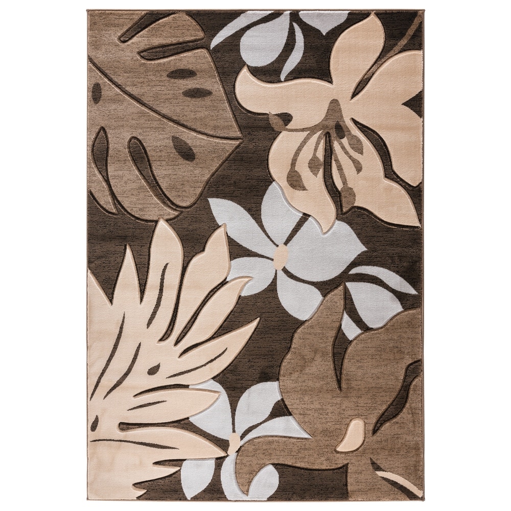 Glamour Floral Collection Polypropylene Area Rug