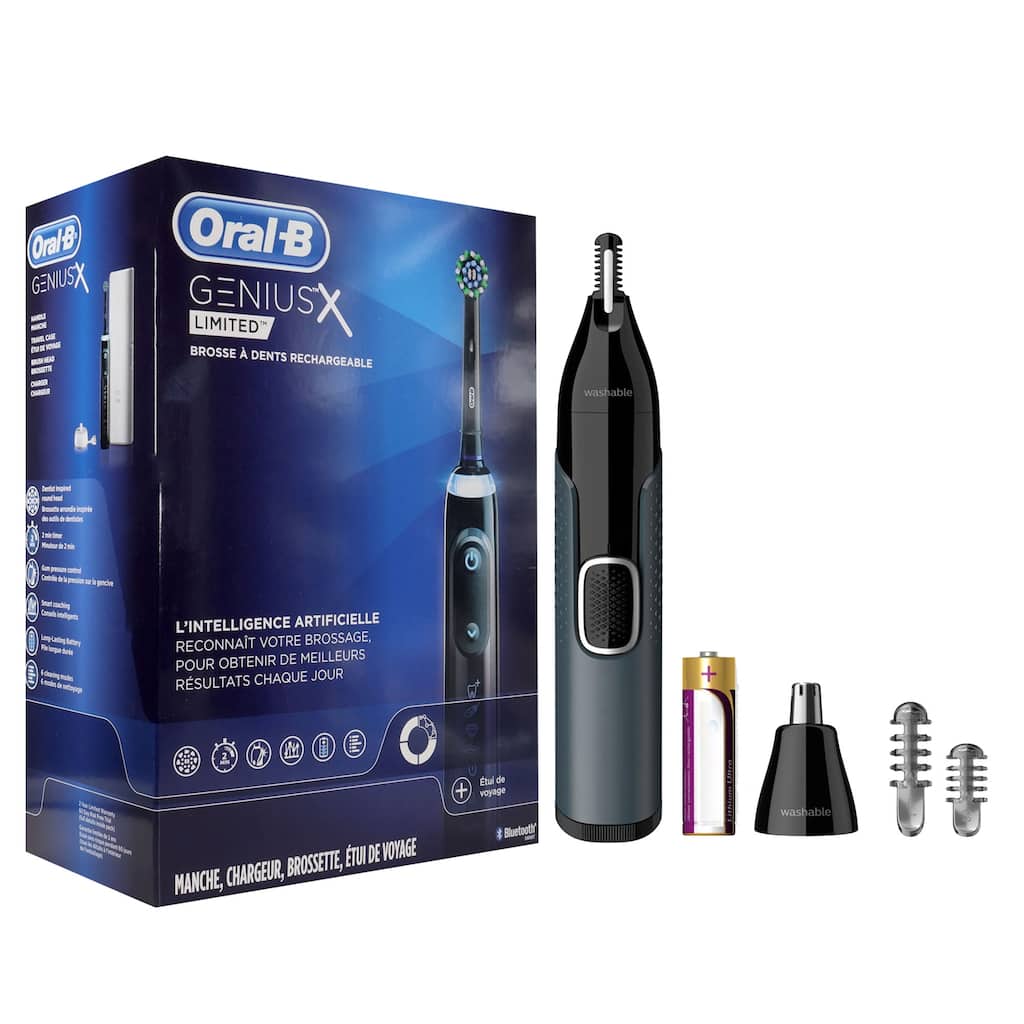 Oral-B Genius X Limited Rechargeable Electric Toothbrush Midnight Black + Norelco Nose Trimmer NT3600/62