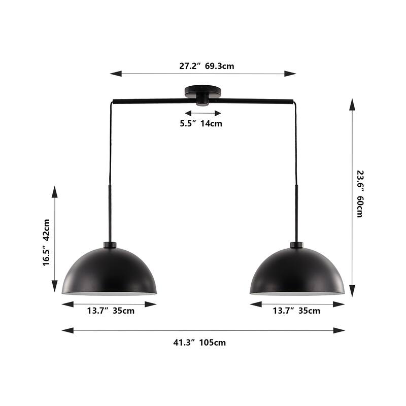 41" Industrial Modern Double Pendant Light - Adjustable Ceiling Hanging Lamp (No Bulbs)