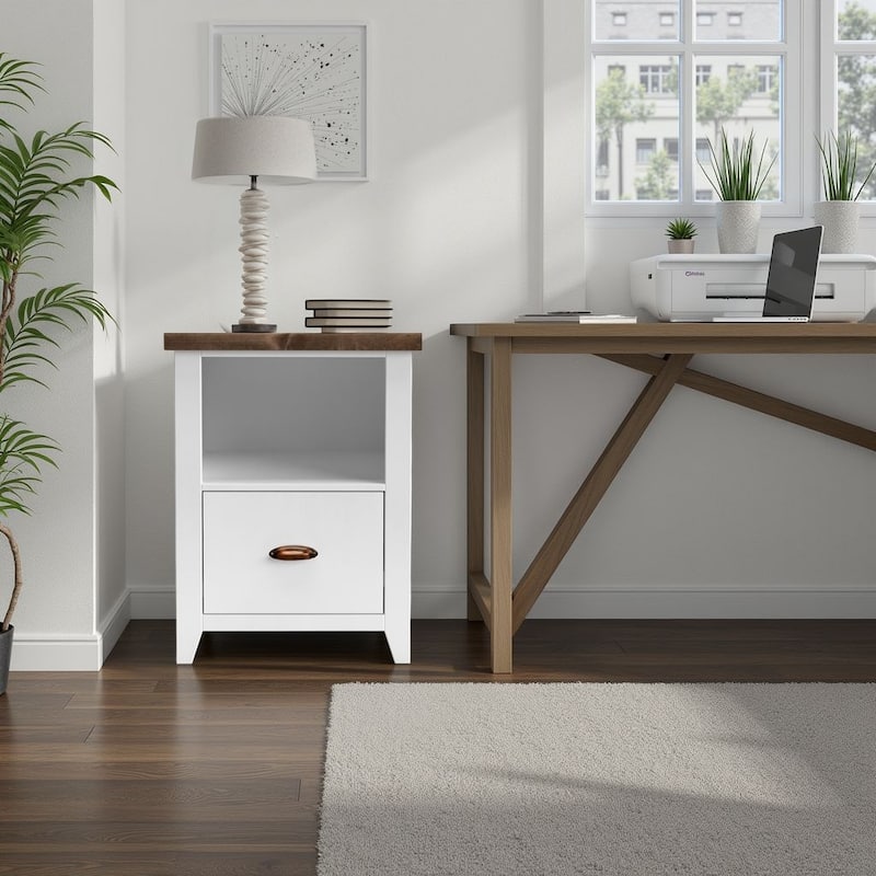 Bridgevine Home Modern Farmhouse 22 inch 1-drawer file, No Assembly Required, Two-Tone Finish