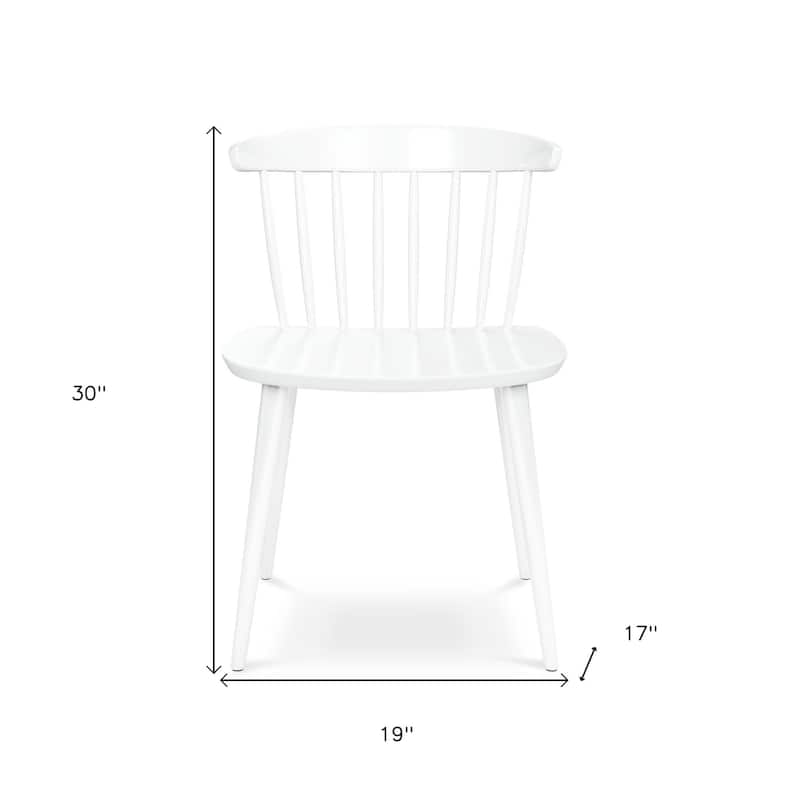 30" Tall Modern White Armless Dining Chair Slat Back Plastic Side Chair for Kitchen or Living Room - 17"L x 19"W x 30"H
