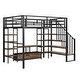 preview thumbnail 13 of 13, Full Size Metal Loft Bed with Staircase, Low Storage Table and Storage Shelves