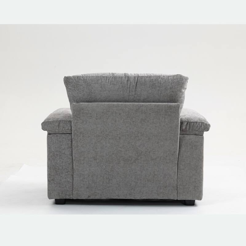 GDFStudio - Ethan Blake Oversized Chenille Chair Bed with Ottoman, Storage & USB Charging for Lounge & Apartment Living