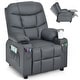 preview thumbnail 6 of 46, Costway Kids Youth Recliner Chair PU Leather w/Cup Holders & Side Grey