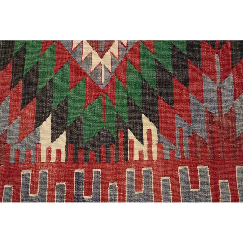 Hand Woven Oriental 100% Wool Carpet Southwestern Tribal Multi-Colored Kilim Area Rug - 9' 4'' X 5' 4''
