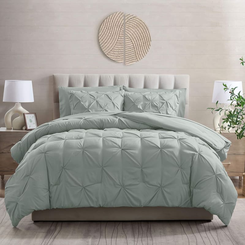 Empyrean Pinch Pleat Bed in a Bag - Twin - Sage Green
