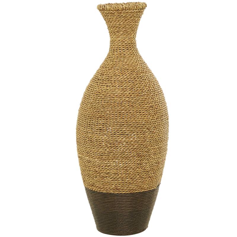Seagrass Handmade Tall Woven Floor Vase - Brown - Roche River Decor