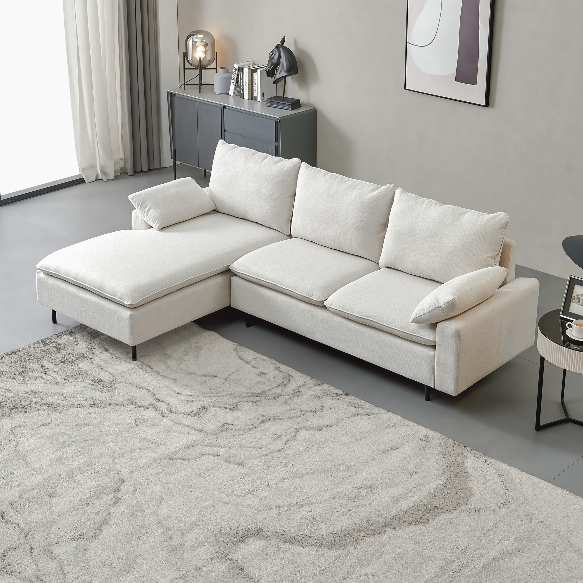 L Shaped Linen Sectional Sofa with Chaise On Sale Bed Bath