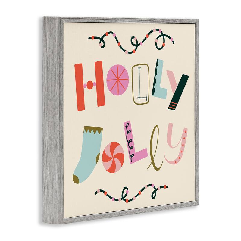 Stupell Holly Jolly Eclectic Holiday Framed Giclee Art Design By Sazerelli Designs