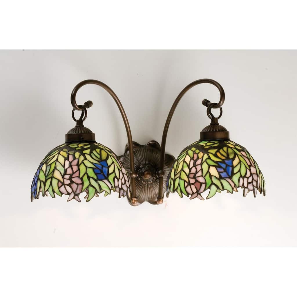 Meyda Tiffany Honey Locust 18" Wide 2 Light Double Sconce with Stained
