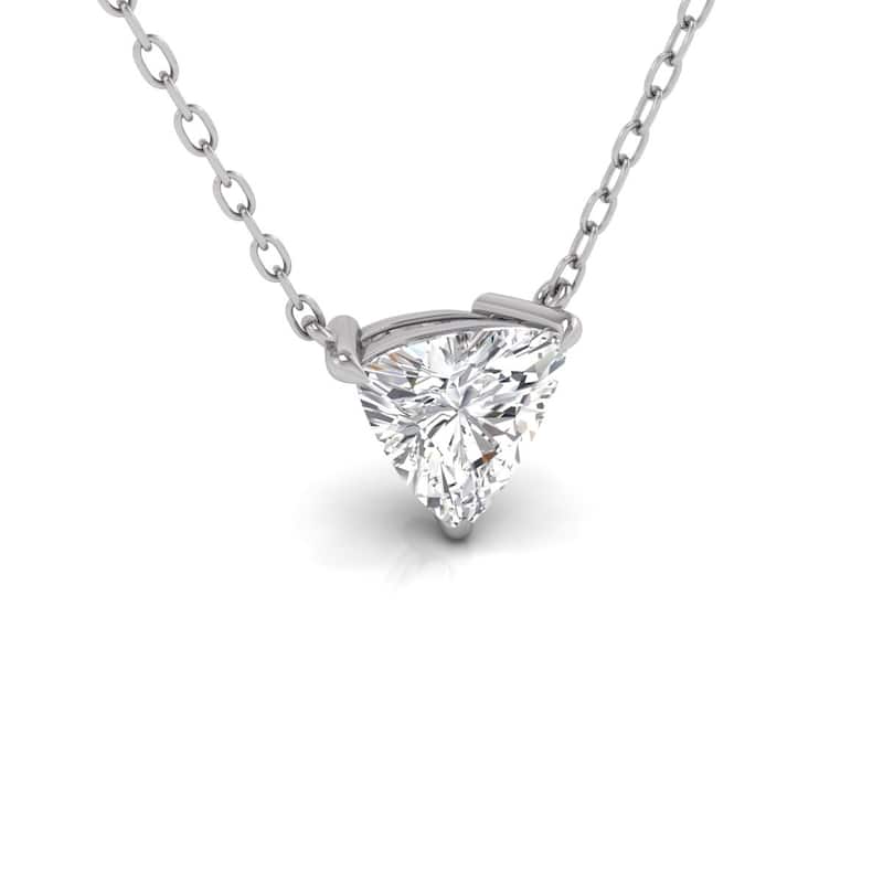 Marquee Lab Grown 1/2 Carat Floating Trillion Shaped Diamond Solitaire Pendant in 14K White Gold