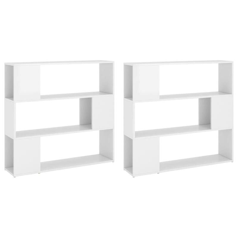 vidaXL Book Cabinet Room Divider High gloss white Engineered wood - 9.4 x 39.4 x 74.0 in