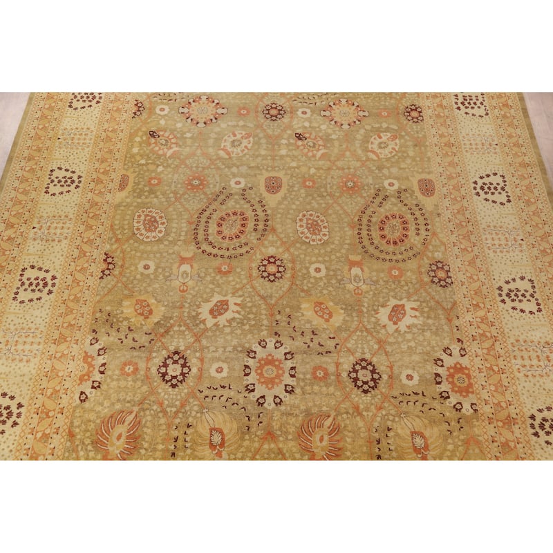 Floral Tabriz Oriental Large Rug Hand-Knotted Wool Carpet - 12'2"x 17'10"