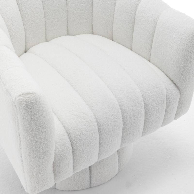 SEYNAR Modern Glam Velvet Upholstered Round Swivel Accent Barrel Chair