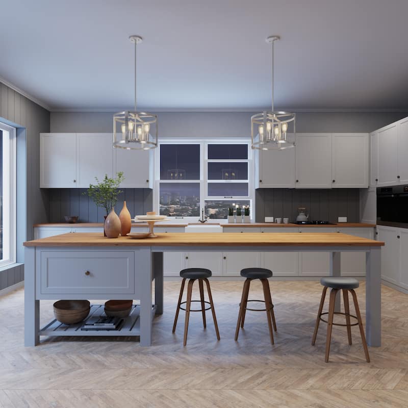 Hunter Astwood 13" 4-Light Chandelier, Caged, Kitchen Island, Dining - Contemporary, Transitional, Modern Farmhouse