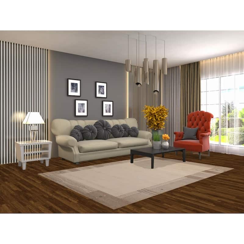 Solid Beige Modern Gabbeh Indian Area Rug Hand-Tufted Wool Carpet - 5'3" x 7'7"