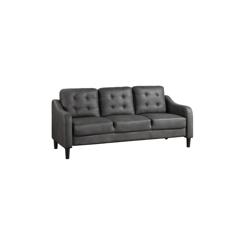 Faust Gray Faux Leather Tufted Living Room Set