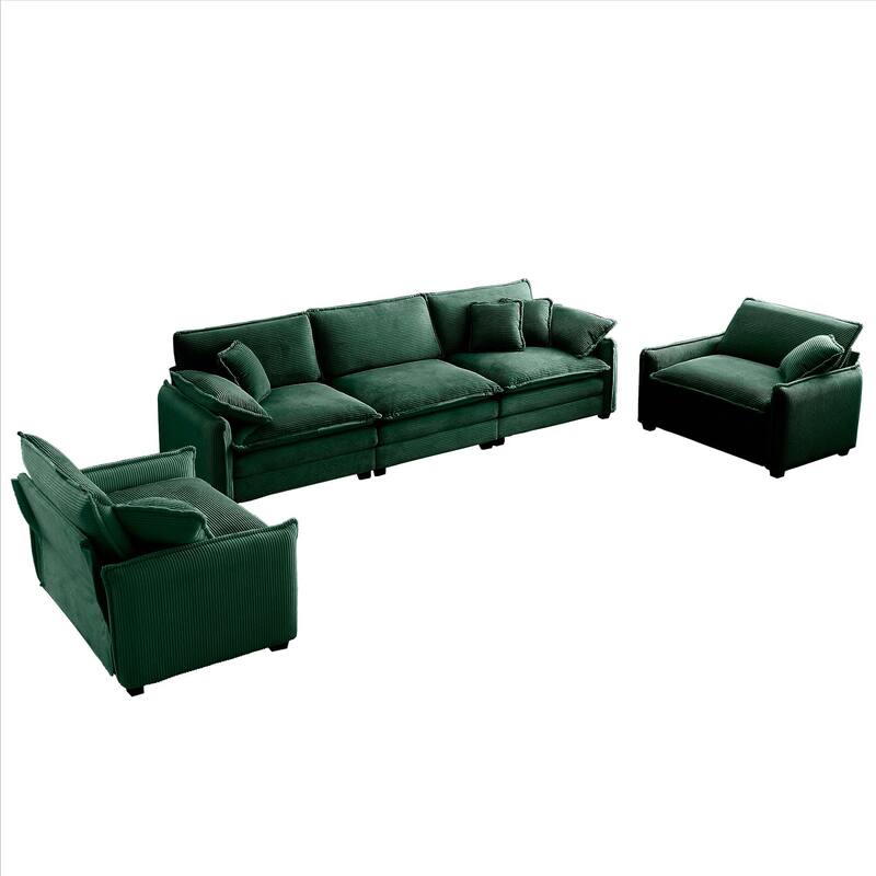 3+1+1 Seater Ergonomic Modular Sectional Sofa Set with Pillows