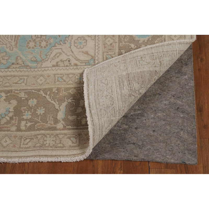 Hand Knotted Oriental 100% Wool Carpet Traditional Floral Beige & Ivories Tabriz Area Rug - 11' 2'' X 7' 7''