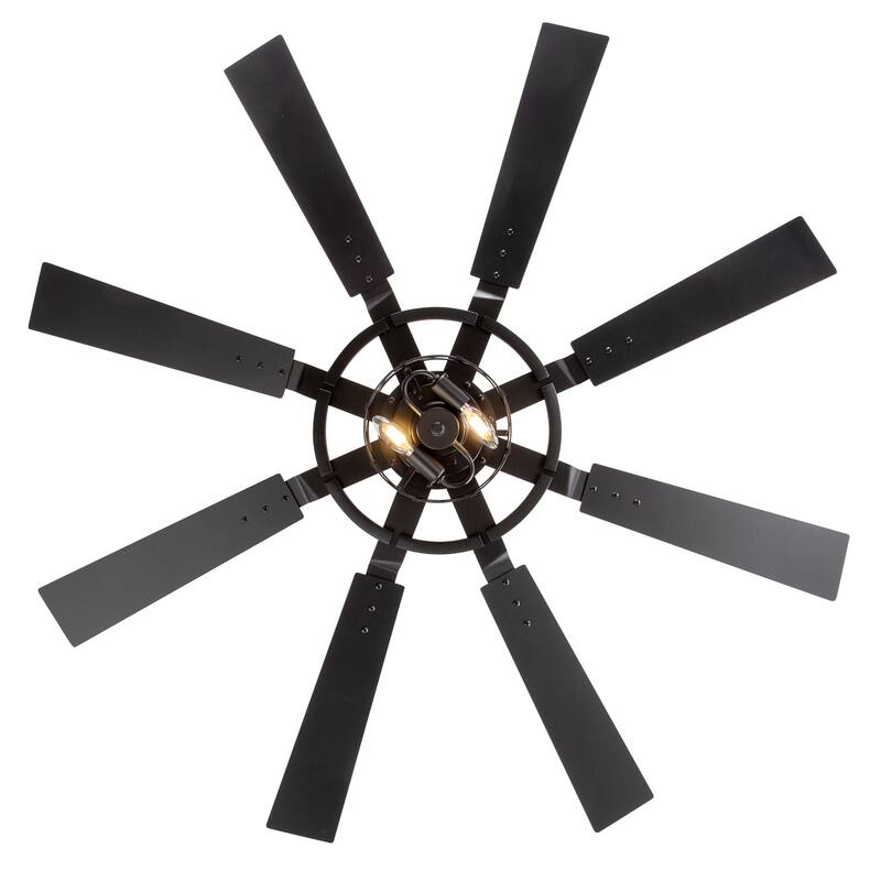 52" Reversible 8-Blade Caged Ceiling Fan with Light and Remote