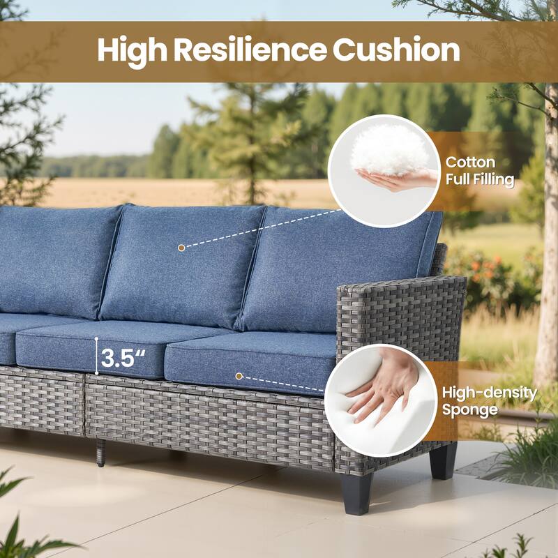 XIZZI Patio Wicker Furniture Conversation Set with Swivel Chairs