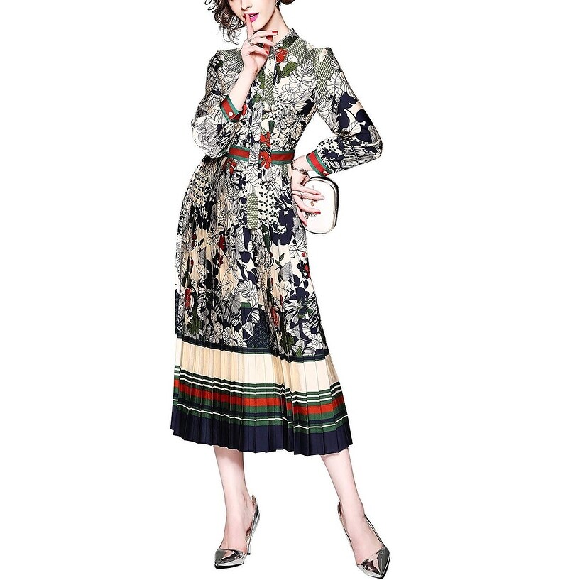 Shop Lai Meng Five Cats Womens Dress Brown Multi Size Large L