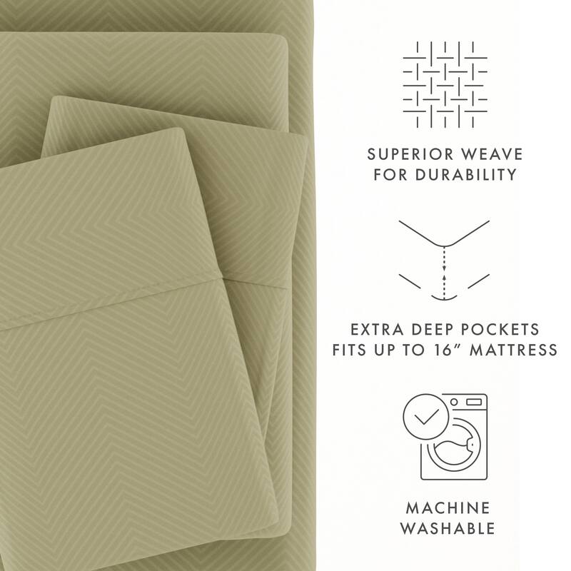 Soft Essentials Embossed Chevron Design 4-piece Deep Pocket Bed Sheet Set