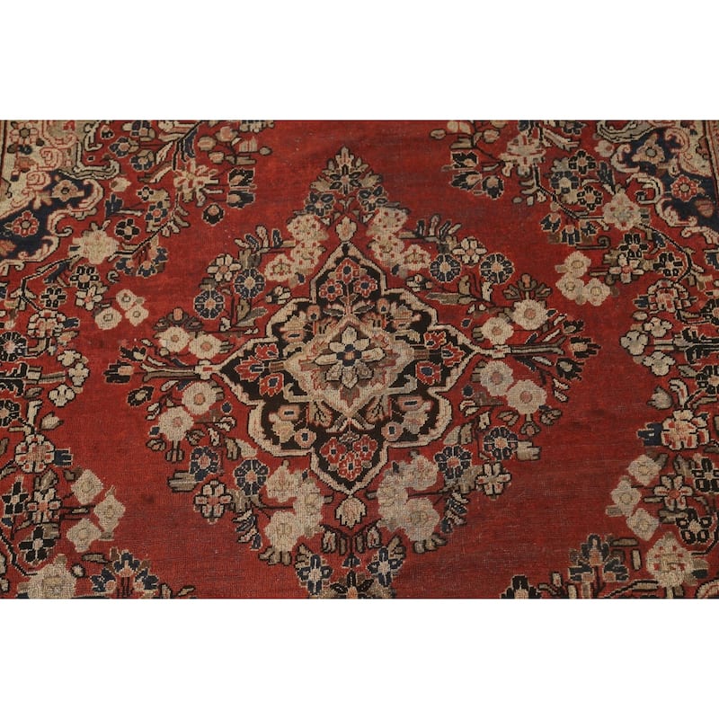 Mahal Persian Antique Area Rug Hand-Knotted Floral Wool Carpet - 8'11"x 12'3"