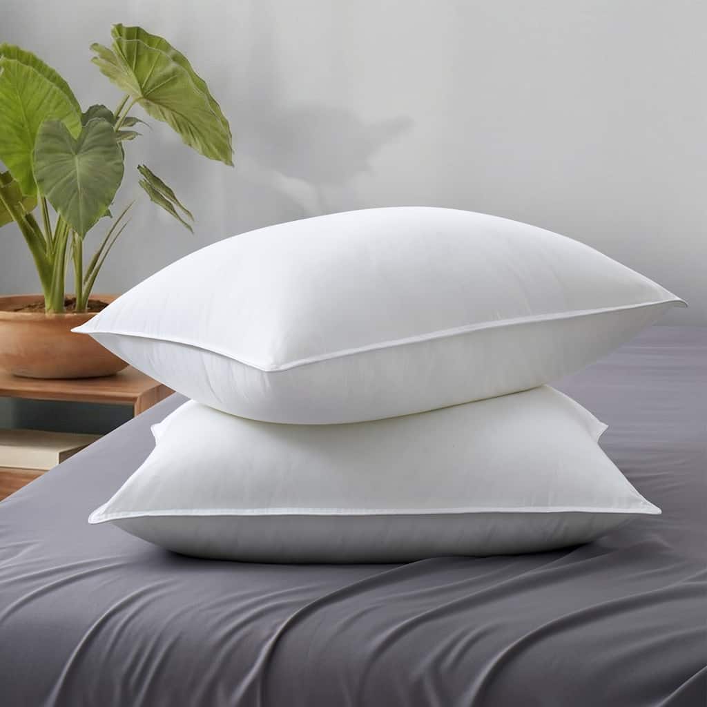Set of 2 Premium Down Alternative Bed Pillows with 100% Breathable Cotton Cover