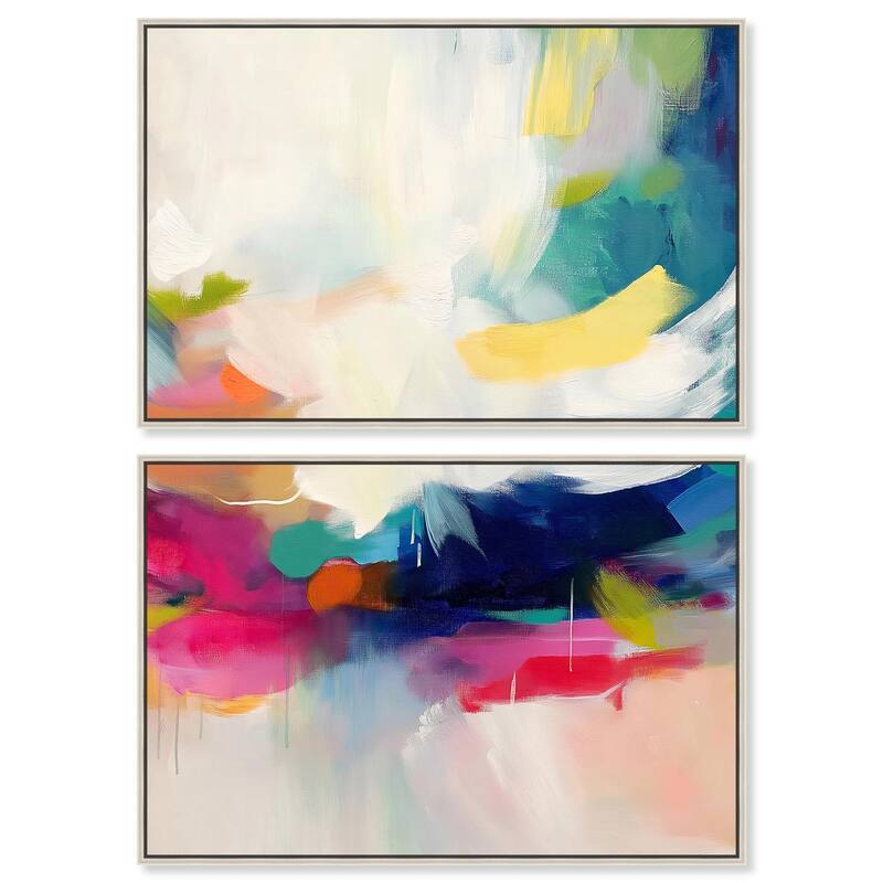 Riot of Color III Canvas Set of 2 by Art Remedy - 45" x 30" - Silver