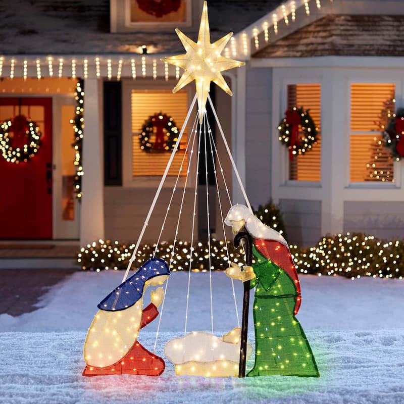 Costway 6 FT Lighted Nativity Scene with 240 LED Lights Zip Ties & - Multicolor - See Details