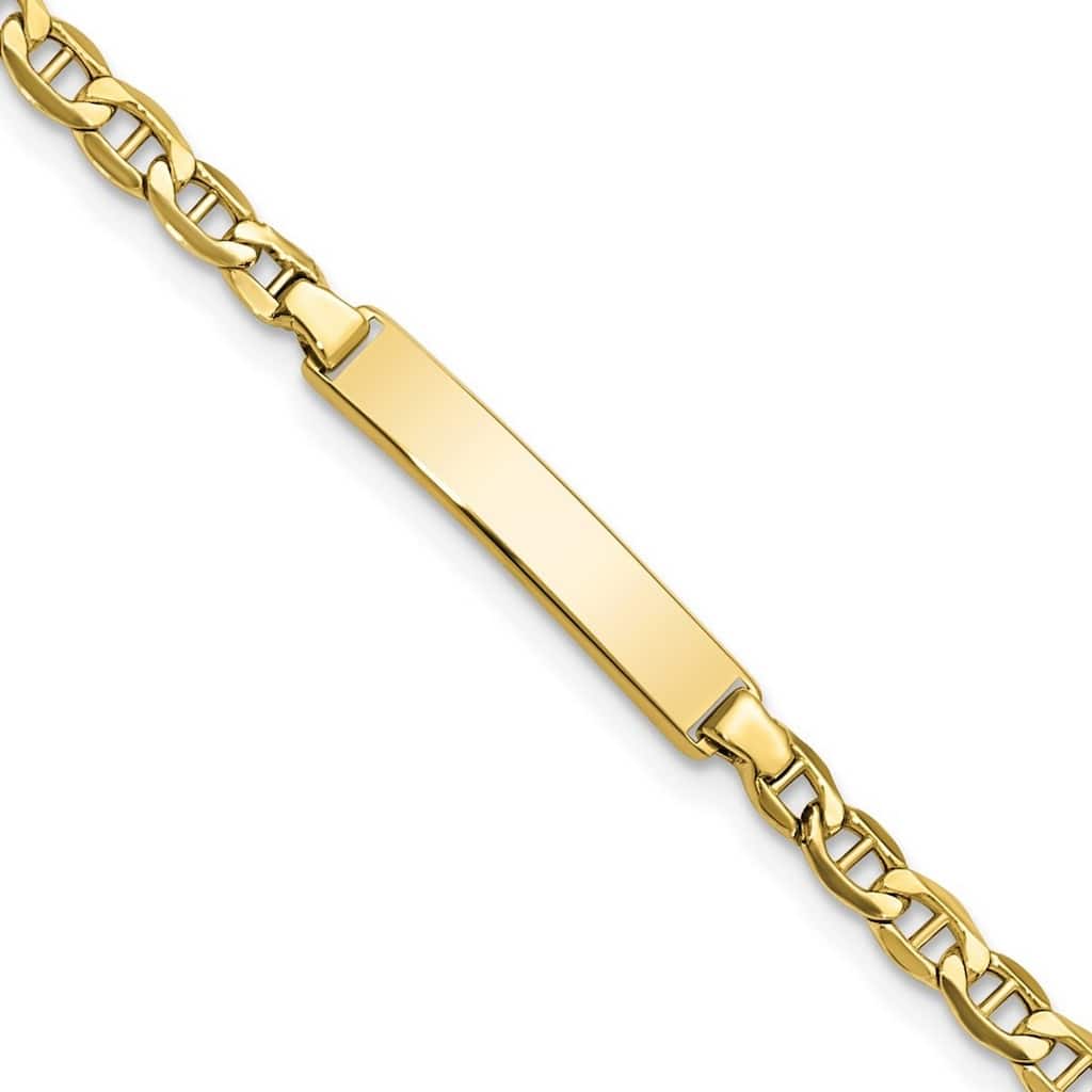 Curata10k Yellow Gold 4.5mm Engravable Mariner Anchor Link ID Bracelet - 6" 7"