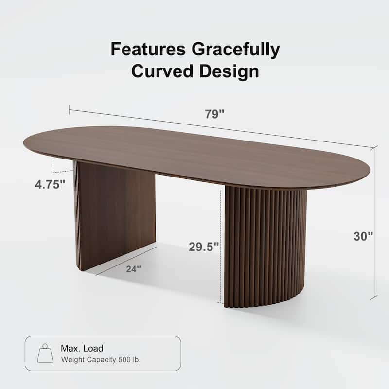 67" Nordic Style Oval Dining Table - for 6 People