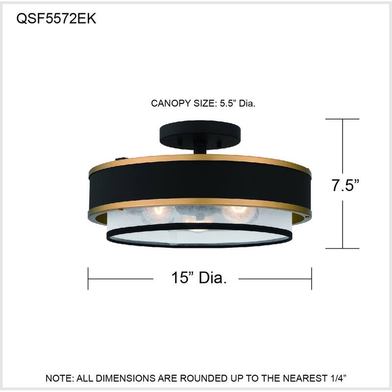 Lockwood 3-Light Earth Black Semi-Flush Mount - Earth Black